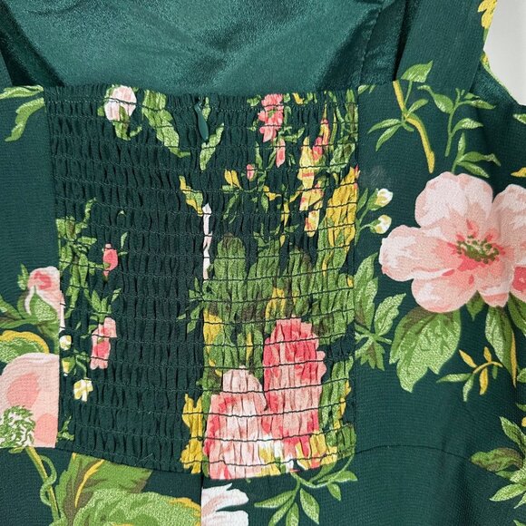 Green Floral Tie Shoulder Slit Midi Dress - Picture 11 of 15